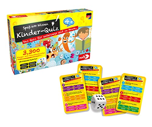 Noris 606013595 Kinder-Quiz – Quizspiel mit 3300 Fragen und Wahlmöglichkeiten, für 1 - 6 Spieler...