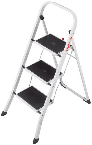 Hailo HobbyStep Stahl-Klapptritt-Leiter | 3 breite Stahl-Stufen mit Anti-Rutsch-Matten belastbar bis...