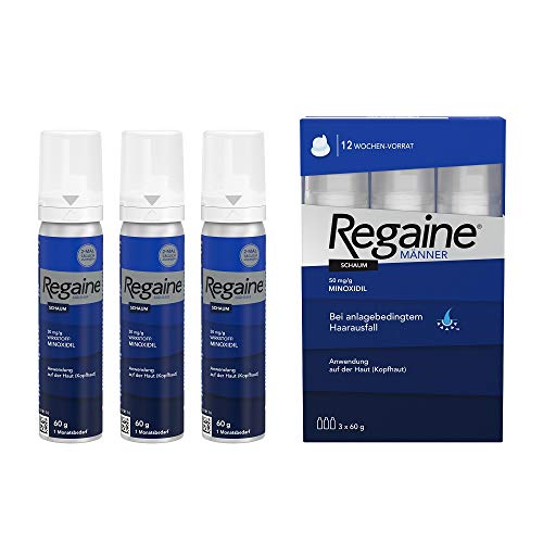 REGAINE Männer Schaum: 3-Monatspackung mit 50 mg/g Minoxidil, stoppt erblich bedingten Haarausfall ... REGAINE Männer Schaum: 3-Monatspackung mit 50 mg/g Minoxidil, stoppt erblich bedingten Haarausfall ...