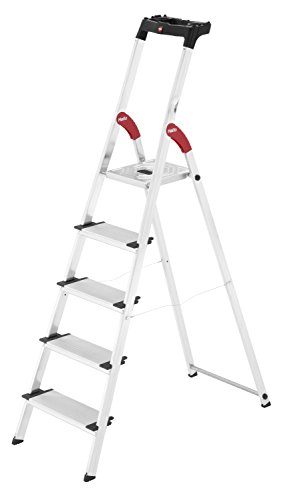 Hailo L80 ComfortLine Alu-Sicherheits-Stehleiter | 5 XXL-Stufen belastbar bis 150 kg | tiefe Standfl... Hailo L80 ComfortLine Alu-Sicherheits-Stehleiter | 5 XXL-Stufen belastbar bis 150 kg | tiefe Standfl...
