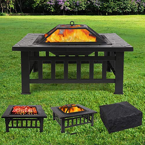 femor Feuerstelle mit Grillrost 81x81x45cm, Multifunktional Fire Pit für Heizung/BBQ, Garten Terras... femor Feuerstelle mit Grillrost 81x81x45cm, Multifunktional Fire Pit für Heizung/BBQ, Garten Terras...