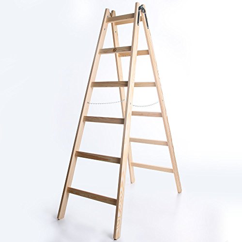 Holzleiter STANDARD 2x6 Stufen Zweiseitige Klappleiter Leiter Haushaltsleiter 150kg Holzleiter STANDARD 2x6 Stufen Zweiseitige Klappleiter Leiter Haushaltsleiter 150kg