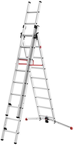 Hailo S100 ProfiLOT 3-teilige Alu-Kombileiter mit LOT-System, gleicht Unebenheiten aus, 2 x 9 + 1 x ... Hailo S100 ProfiLOT 3-teilige Alu-Kombileiter mit LOT-System, gleicht Unebenheiten aus, 2 x 9 + 1 x ...