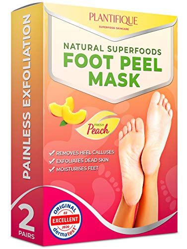 PLANTIFIQUE Premium Fußmaske Pfirsich Hornhaut Socken - Foot Peel Mask Hornhautentferner Socken - W...