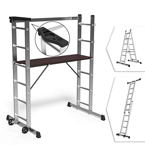 VOUNOT Alu Leitergerüst 3 in 1, Baugerüst Alugerüst Gerüst, Aluminium Leiter und Gerüst, Arbeit... VOUNOT Alu Leitergerüst 3 in 1, Baugerüst Alugerüst Gerüst, Aluminium Leiter und Gerüst, Arbeit...