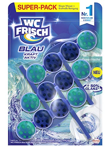 WC FRISCH Kraft Aktiv Blauspüler Ozeanfrische, WC-Reiniger und Farbspüler mit 50 Prozent mehr Glan...