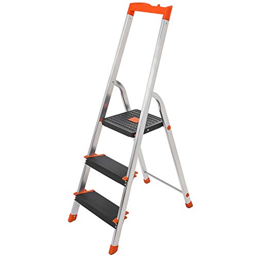 SONGMICS Leiter mit 3 Stufen, Aluleiter, 12 cm breite Stufen mit Riffelung, Anti-Rutsch-Füße, mit ... SONGMICS Leiter mit 3 Stufen, Aluleiter, 12 cm breite Stufen mit Riffelung, Anti-Rutsch-Füße, mit ...
