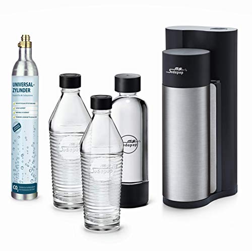 Sodapop HAROLD - Trinkwassersprudler inklusive zwei Glaskaraffen, einer PET Flasche und CO2-Zylinder...