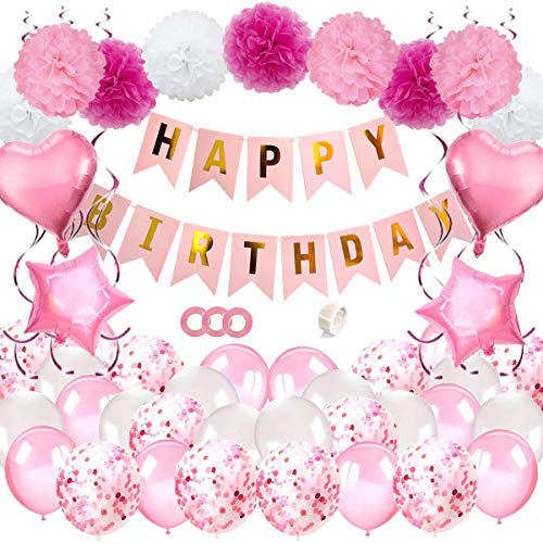 JSTC Geburtstagsdeko Mädchen Deko Kindergeburtstag, Happy Birthday Girlande Geburtstag Dekoration m... JSTC Geburtstagsdeko Mädchen Deko Kindergeburtstag, Happy Birthday Girlande Geburtstag Dekoration m...
