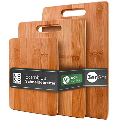 Loco Bird massive Bambus Schneidebretter 3er Set - 33x22cm / 28x22cm / 15x22cm - Holz-Brett für die... Loco Bird massive Bambus Schneidebretter 3er Set - 33x22cm / 28x22cm / 15x22cm - Holz-Brett für die...