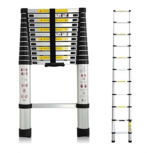 3,8M Teleskopleiter, Mehrzweckleiter Aluminium, 150 kg/330 Pfund Belastbarkeit, Ausziehbar Aluleiter...