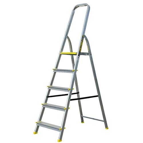 Haushaltsleiter mit 5 Stufen – Profi-Leiter aus Aluminium, 3m Arbeitshöhe, bis zu 120 kg Belastun... Haushaltsleiter mit 5 Stufen – Profi-Leiter aus Aluminium, 3m Arbeitshöhe, bis zu 120 kg Belastun...