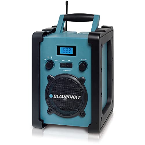 Blaupunkt BSR 20 Baustellenradio mit Akku – Tragbares Radio mit Bluetooth robust (AUX-IN, 5 Watt R...